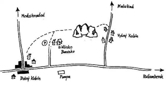 Mapa prístupu a okolia – Tupá skala