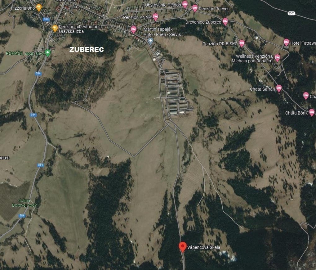 Mapa prístupu – Vápenka (Zuberec)