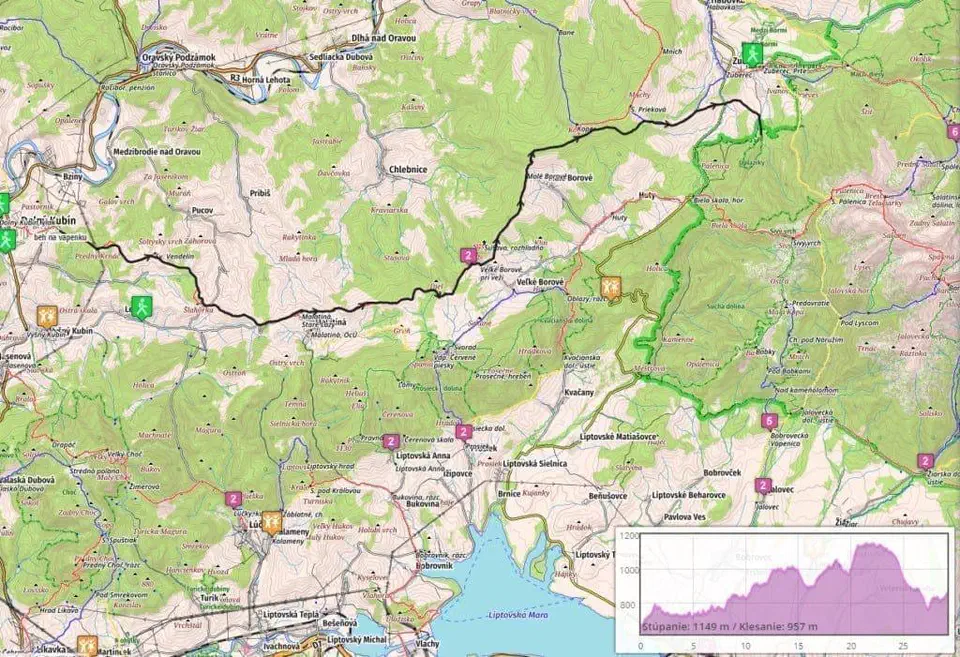 Mapa trate Oravský horolezecký duatlón